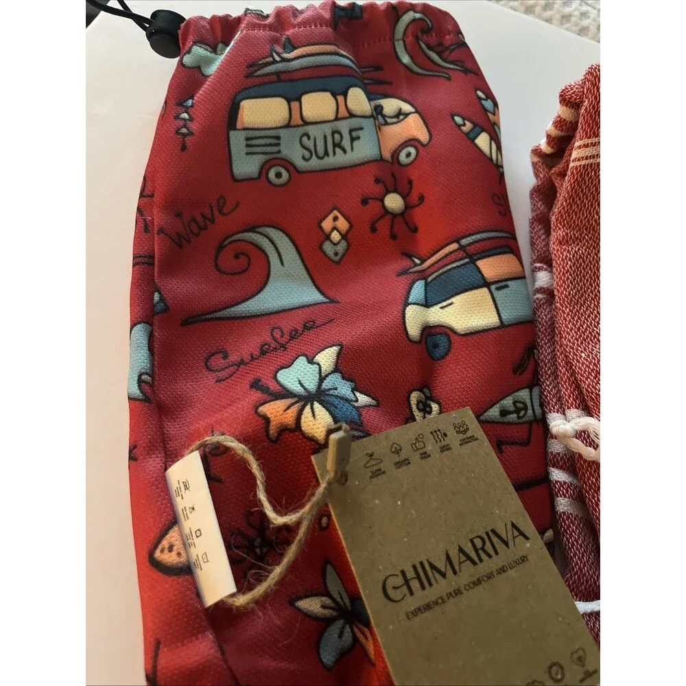 Turkish Beach Towel with Travel Bag 39 x 71 Quick Dry Sand Free Lightweight L...